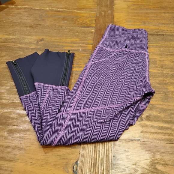 Lululemon Rebel Runner Crop Herringbone Purple Size 4 Leggings Women - Picture 1 of 8